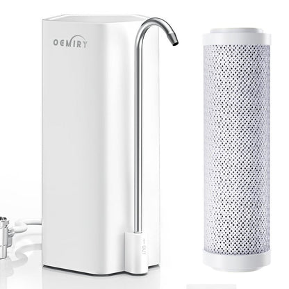 OEMIRY OM-CF04 Countertop Water Filter & OM-CF04 Replacement Filter, Reduces 99.99% Lead, Chlorine, Heavy Metals, Bad Taste & Odor (2 Filters Included)
