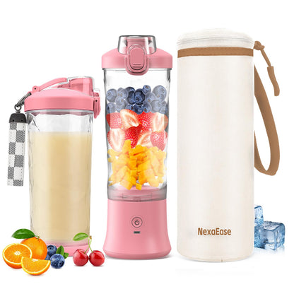 Portable Blender for Shakes and Smoothies- Personal Juicer 20 OZ Electric Protein Shaker Bottle with Insulated Sleeve, USB-C Rechargeable,Travel Lid-Small Blender Cup for Kitchen, Office, Gym,Travel