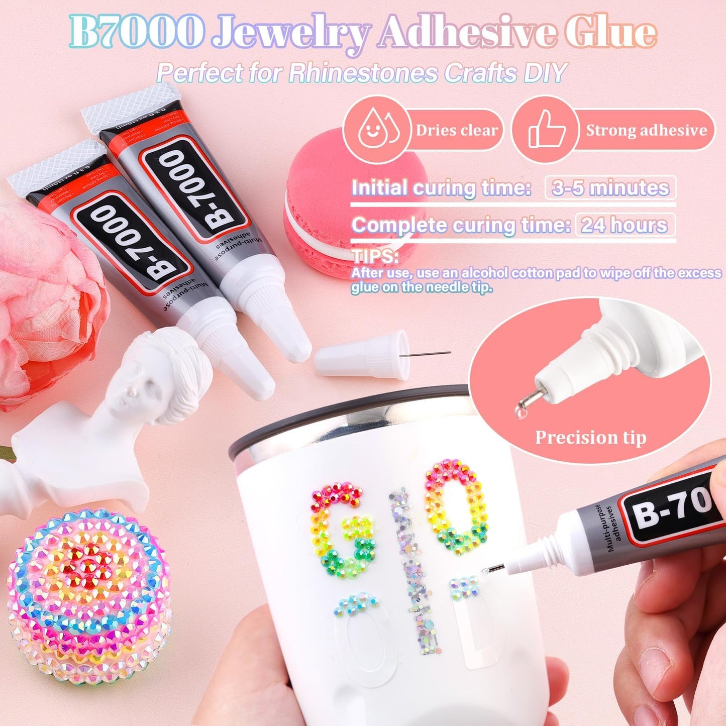 BELLEBOOST 45000Pcs 40 Colors Jelly Rhinestones Bedazzling kit, 3mm Multicolor Resin Flatback Gems for Diamond Art, Bedazzler Kit with 3Pcs 10ml B7000 Jewelry Glue for Crafting Book Shoes Nail Art