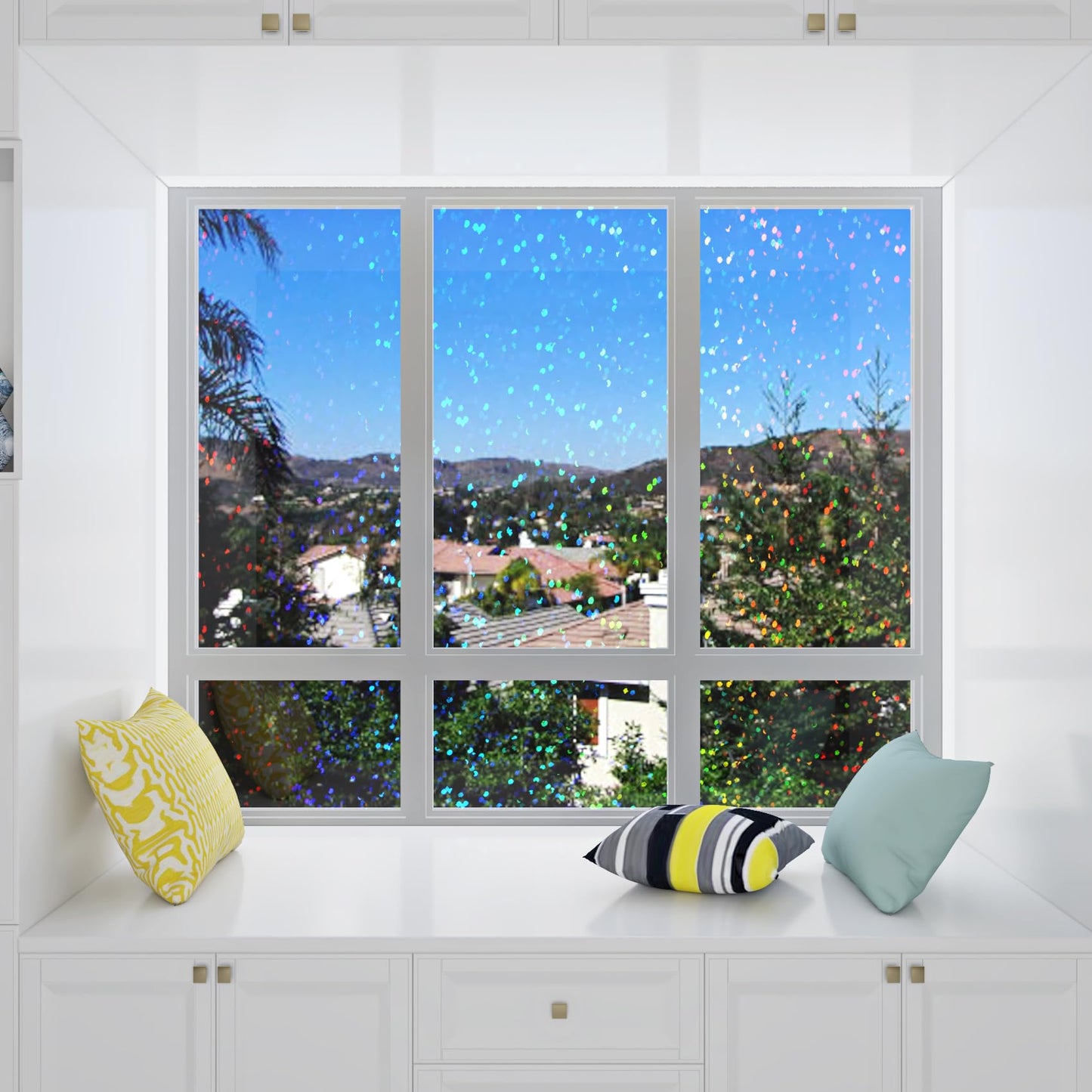 Yenhome 17.7"X10ft Holographic Sticker Paper with Micro Dots vinyl roll Self-Adhesive Laminating Roll Iridescent Reflective laminating sheets waterproof Holographic paper for DIY Craft Home Decor Film