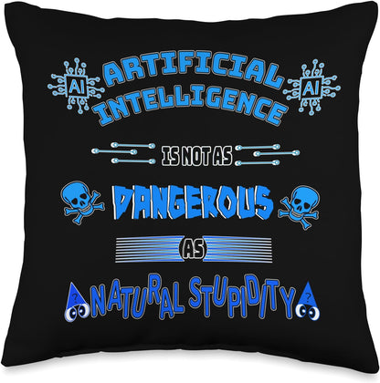 Funny AI Tech Geek Sarcastic Throw Pillow, 16x16, Multicolor, Blue