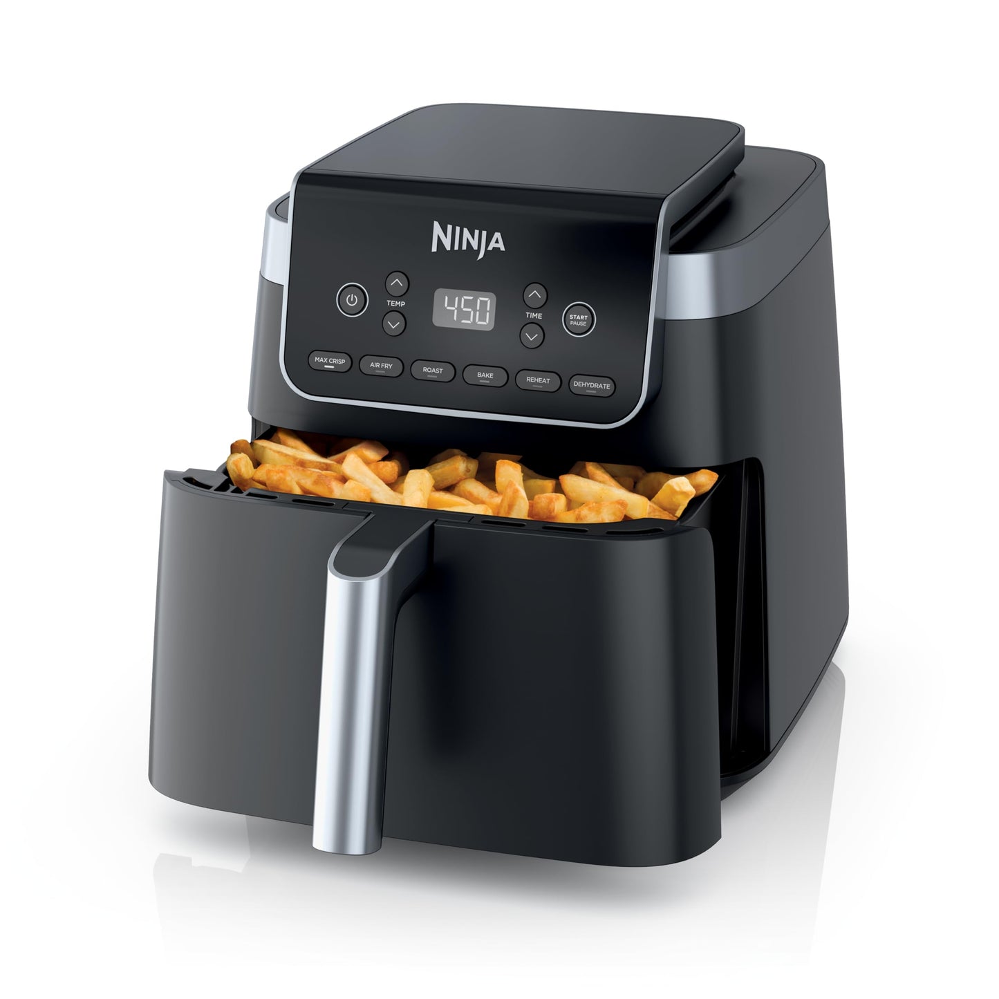 Ninja XL Air Fryer with MaxCrisp | 6.5 QT Capacity | 6-in-1 Max Crisp, Air Fry, Roast, Bake, Reheat & Dehydrate | 450°F Temp | 1750 Watts | Nonstick Basket, Crisper Plate & Recipe Guide | Grey | AF181