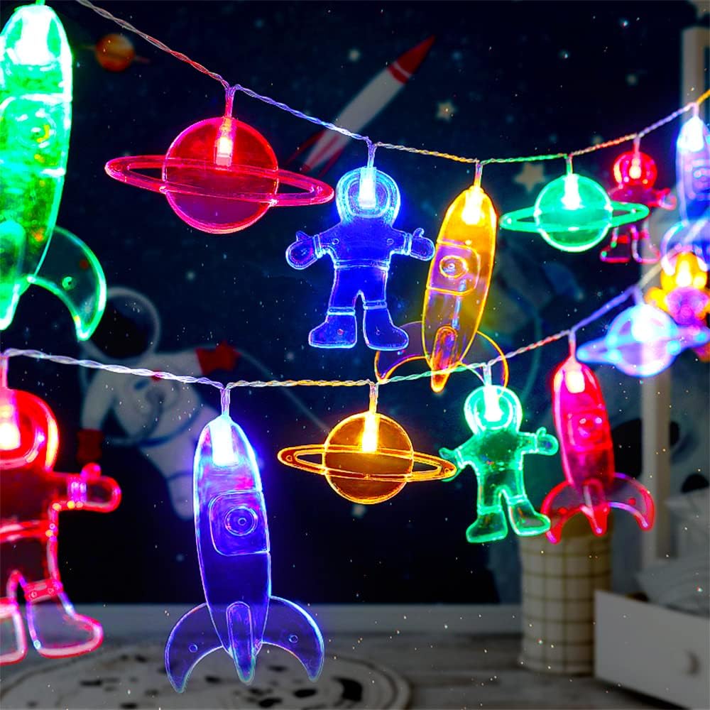 20 8 AceList Planet Astronaut String Lights, LED USB Powered Space-Themed Fairy Lights with Modes for Kids' Bedroom