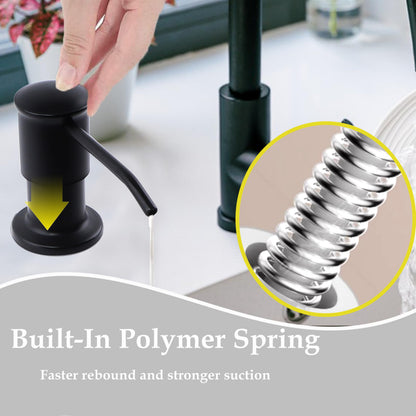 Sink Soap Dispenser Pump Black Built in Kitchen Counter Dish Soap Dispenser with 41" Extension Tube/17 Oz Bottle for Bathroom Under Sink Hand Soap Lotion Pump