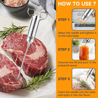 RIDGEPOLE Meat Injector, Marinade Injector with 3 Marinade Needles,Turkey Injector Syringe,2oz Large Capacity,Mother's Day Gifts for Mom Dad Husband Him,304 Stainless Steel for Meats,Beef,Turkey