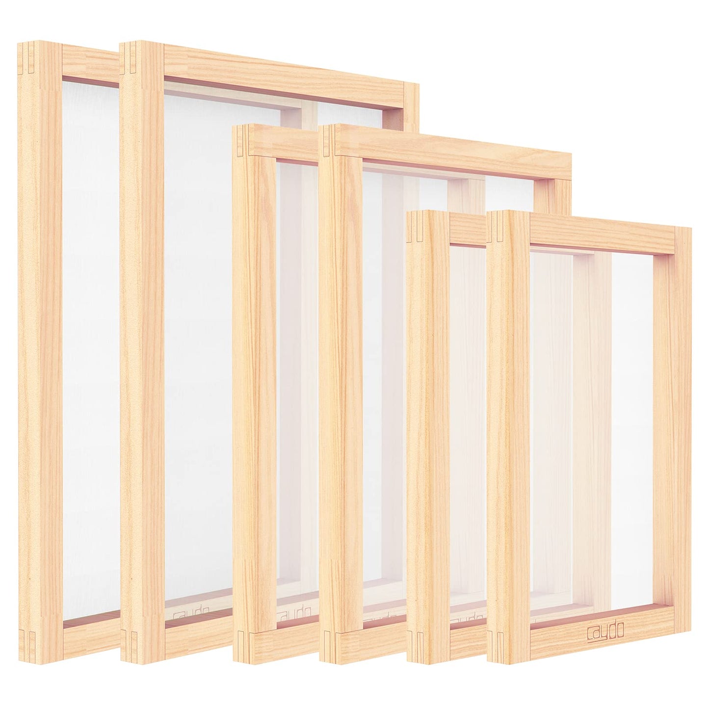 Caydo 6 Pieces 3 Size Wood Silk Screen Printing Frame with Mesh for Screen Printing, 10 x 14 Inch, 8 x 12 Inch, 6 x 10 Inch