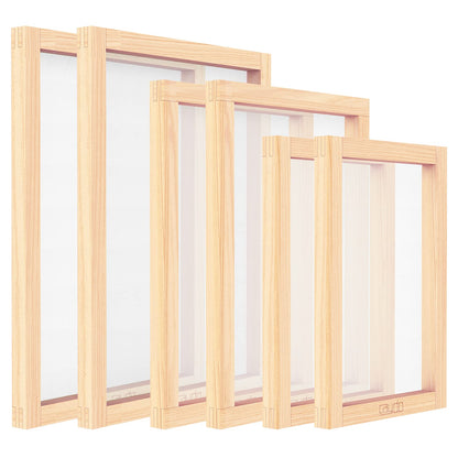 Caydo 6 Pieces 3 Size Wood Silk Screen Printing Frame with Mesh for Screen Printing, 10 x 14 Inch, 8 x 12 Inch, 6 x 10 Inch