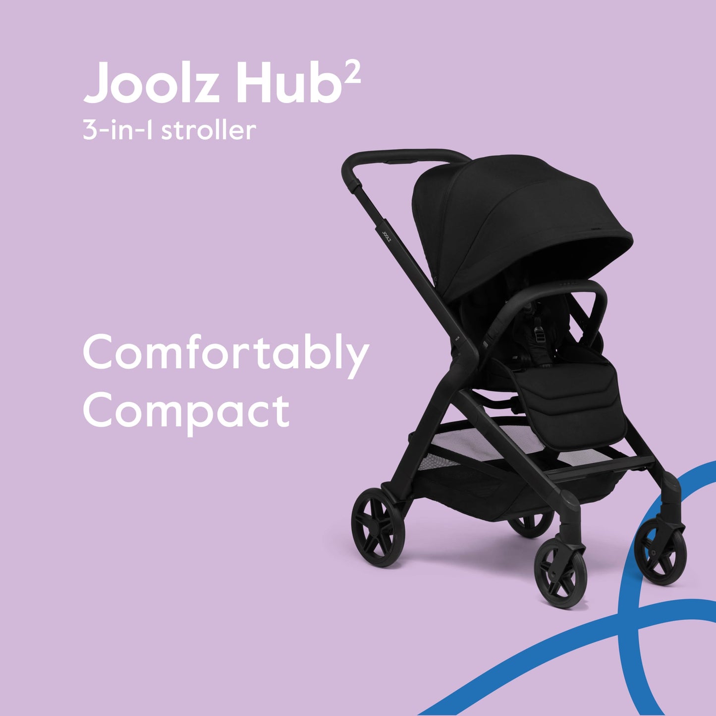 Joolz Hub2 Compact Stroller – Ergonomic Toddler Seat (Below 20lbs), One-Hand Fold, Reversible Seat, XL Basket & Adjustable Handlebar – Smooth Ride for City Travel - Space Black