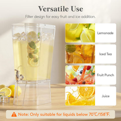 Lifewit 3 Gallon Drink Dispenser for Parties, Large Plastic Beverage Container for Juice/Tea/Soda with Stand & Ice Core, Clear Lemonade Dispenser with Spigot, BPA Free Water Pitcher for Hosting