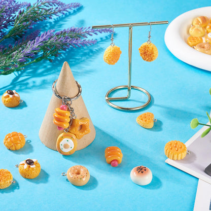 Beadthoven 40Pcs Assorted Resin Imitation Food Charms Cute Baking Bread Charms Small Cookies Donut Hot Dog Miniature Food Pendants for Jewelry Making Earrings Necklaces Keychains DIY Crafts Supplies