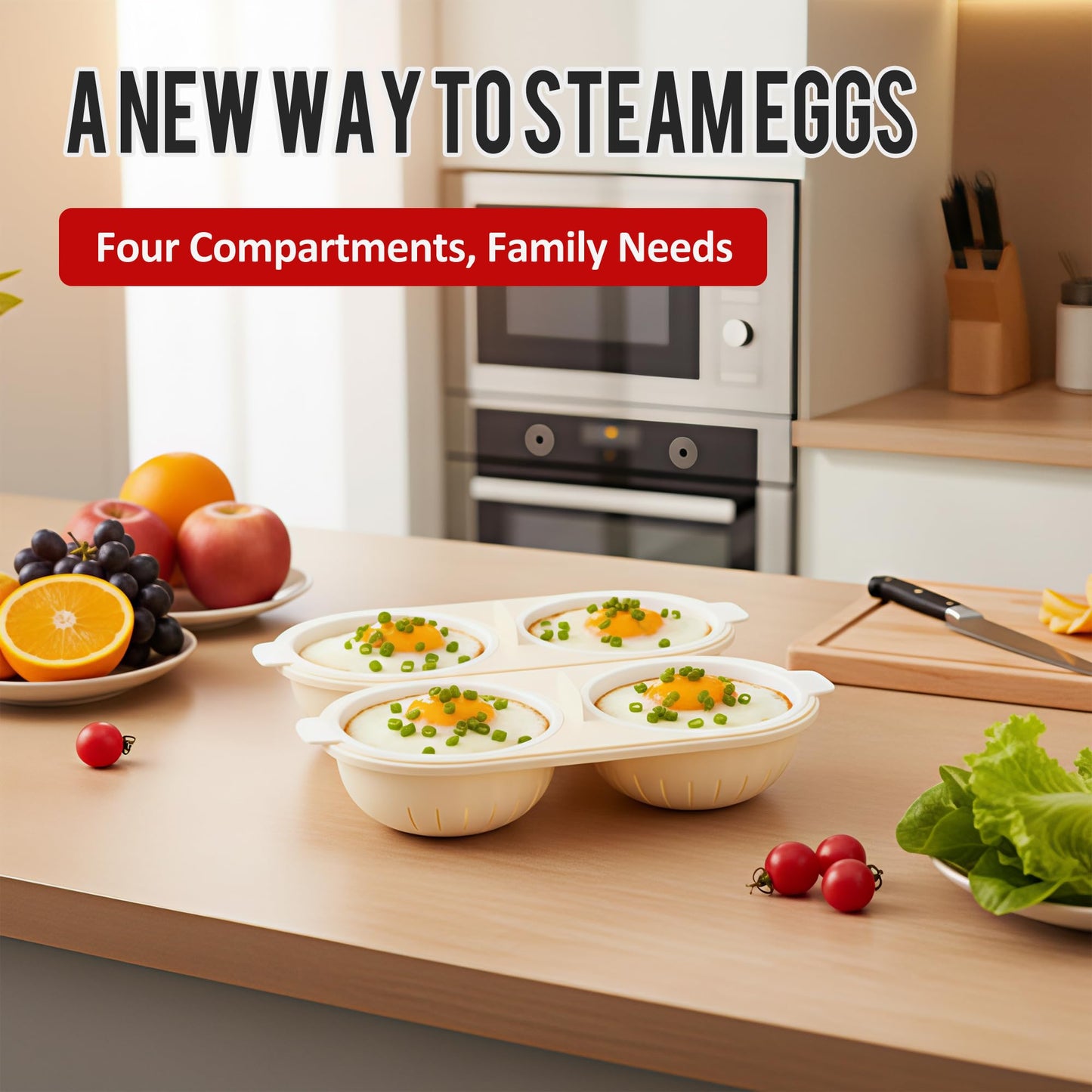 Li&Zhao Microwave Egg Poacher–4 Cavity Eggs Microwave Egg Cooker with Lid, Effortless to Cook and Clean, Perfect for Making Poached Eggs,Dishwasher Safe Double Layer Microwave Boiled Eggs
