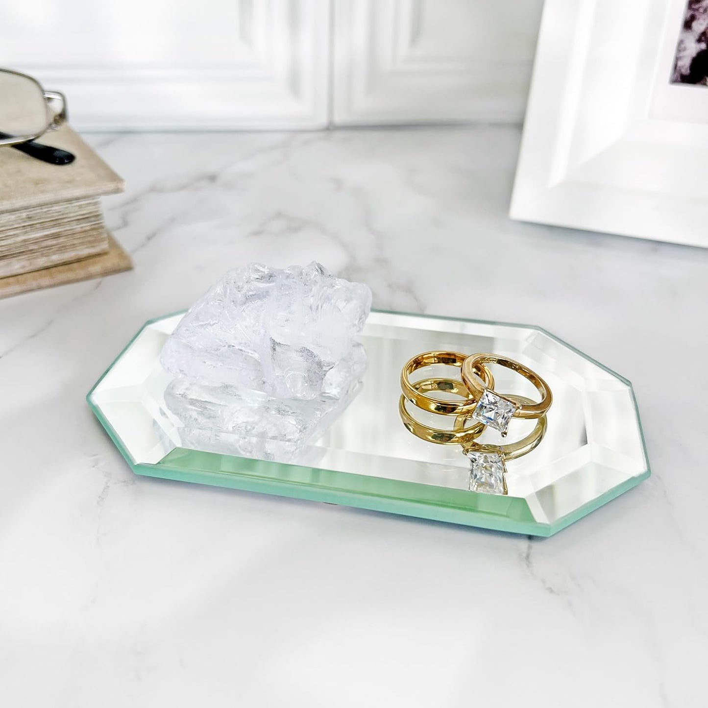 Plymor 3" x 5" Long Octagon Beveled Glass Mirror, 5mm Thick, Pack of 3