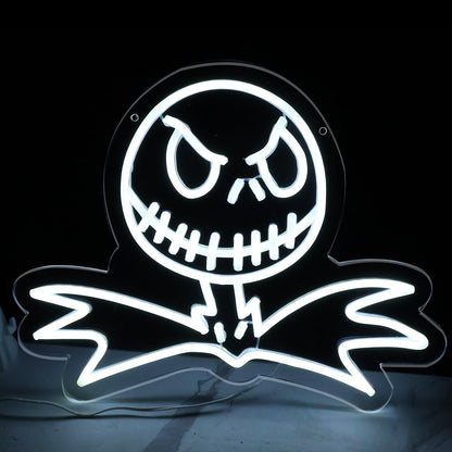 DAOXUZO Jack Skellington Neon Sign, Dimmable Light Up Skeleton Hanging USB Powered for Wall Decor, Living Room, Bedroom, Game Room Decor, Birthday Halloween & Christmas Gifts 15.1 * 12.2 inch