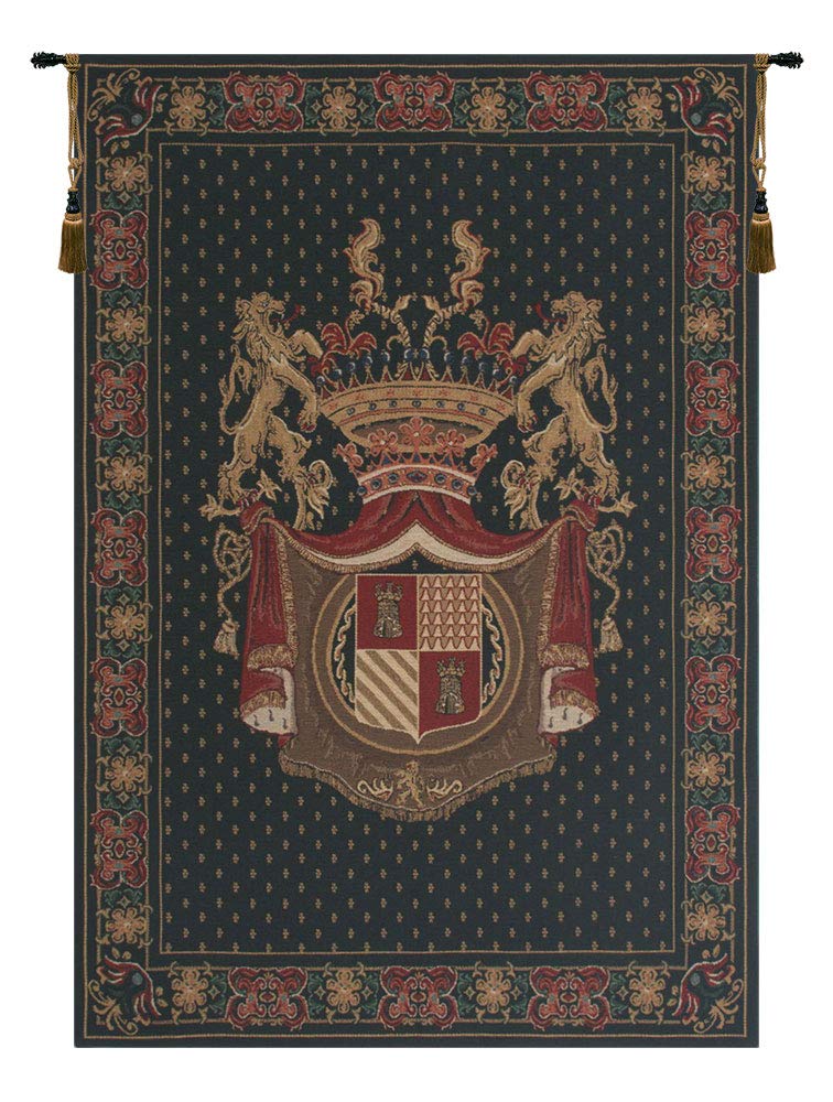 C Charlotte Home Furnishings Inc Royal Crest II Belgian Tapestry Wall Hanging | Viscose Cotton and Polyester Blend Wall Art | 69 in. x 47 in | Home Decor Accents