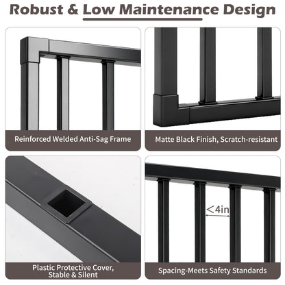 Outdoor Deck Fence Gate Kit, 48" W x 32" H Heavy Duty Metal Gate with Self-Closing Hinge & Lockable Latch, Fits Standard 36''H Deck, Weatherproof, Rust-Resistant, Used for Patio, Yard, Porch, Stairs