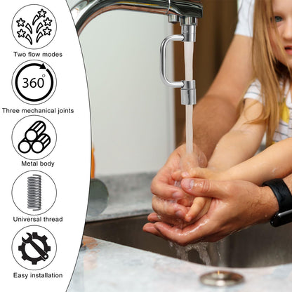 Rotatable Faucet Extender, Universal Swivel U-Shaped Rotatable Faucet Aerator Extender with 2 Flow Modes Suitable for Kitchen Bathroom Sink