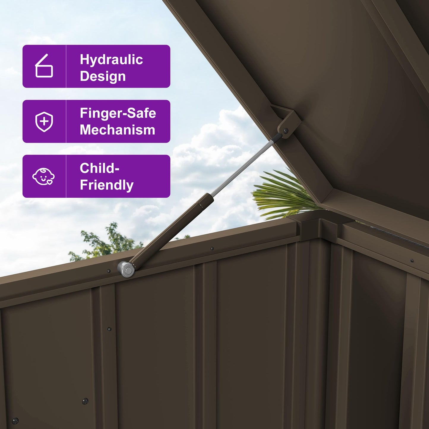 PURPLE LEAF Outdoor Deck Box 160 Gallon Waterproof Lockable Storage Box Container with Lid Deck Organization for Patio Cushions Side Table Pool Accessories Garden Tools, Brown