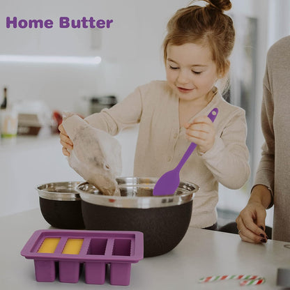 KeFanta Silicone Butter Mold, Large Butter Maker with Lid and Food Grade Silicone Spatulas for Homemade Butter