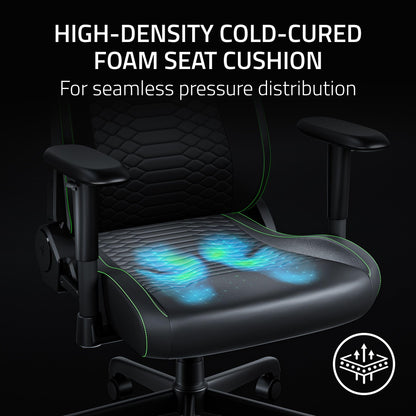 Razer Iskur V2 X NewGen Ergonomic Gaming Chair — Built-in Lumbar Support, Cooltouch Gen-2 EPU Leather, Ultra-Wide Seat Base, Adjustable 152 Degree Recline, Foam Cushions — Black/Green