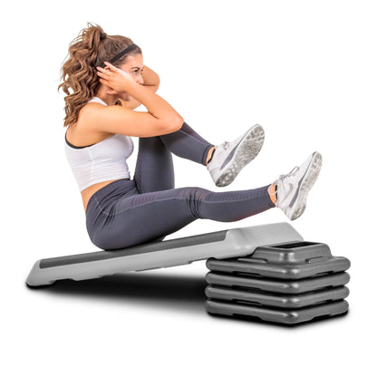 The Step Freestyle Grey Aerobic Platform, Health Club Size Steppers for Exercise