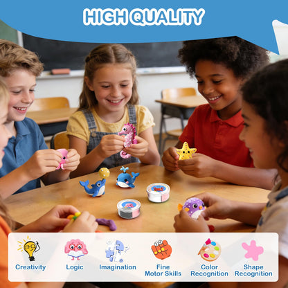 Air Dry Clay Kit - 12 Marine Animal Modeling Clay for Kids, Complete DIY Clay Craft Set with Sculpting Tools & Step-by-Step Tutorials, Ultra Soft & Non-Sticky Clay, Children's Day Gift Ideas