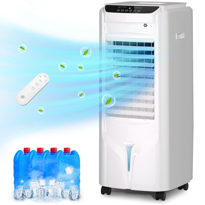 Uthfy 32" Evaporative Air Cooler with 4 Ice Packs, 4 Modes & 3 Speeds, Swamp Cooler with 4.2 Gal Water Tank, 120° Oscillation, 12H Timer, Remote, White, Portable Air Conditioner for Bedroom, Office