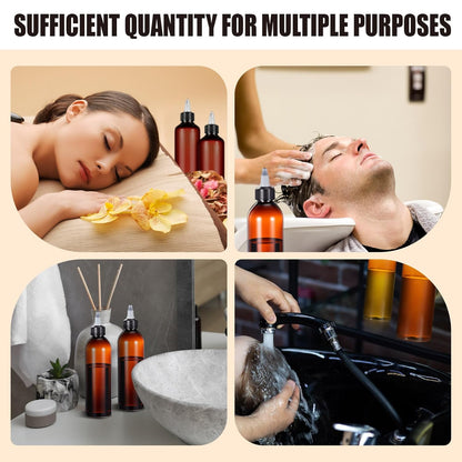 12 (8 oz,Amber) Barydat Pcs Squeeze Bottle Twist Top Applicator Empty Hair Oiling Bottle with Funnels Refillable