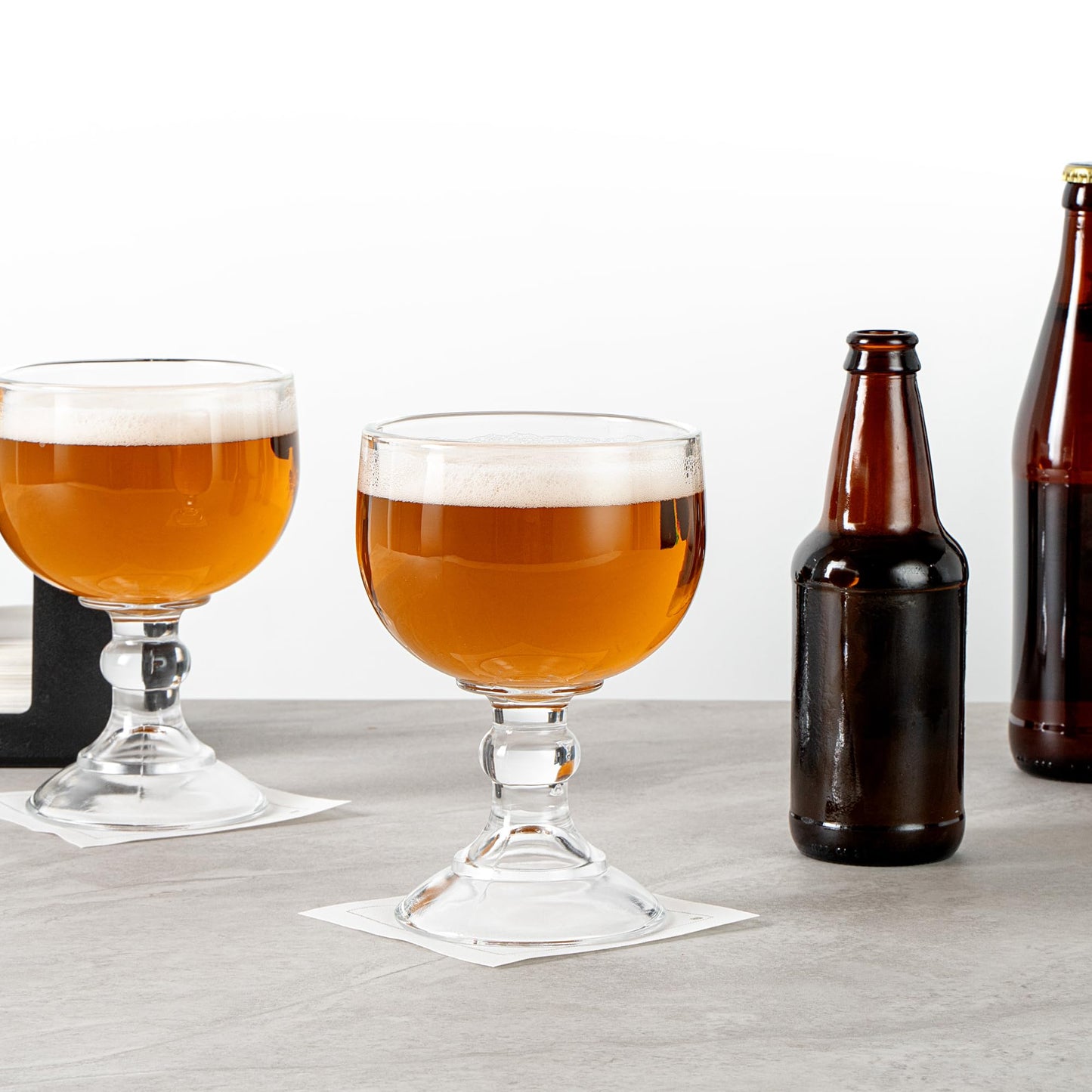 Restaurantware-Vetri 18 Ounce Schooner Beer Glasses, 6 Stemmed Shrimp Cocktail Glasses - No Lead, Dishwashable, Clear Glass Goblets, Suitable For Coronitas, Margaritas, Tequila, Or Whiskey Sour