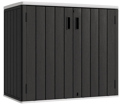 KINYING Outdoor Horizontal Storage Sheds,37 Cu.ft Outdoor Storage Cabinet Waterproof Resin Tool Storage Box for Lawn Mower,Garden Tools and Patio Furniture, Lockable (Black)