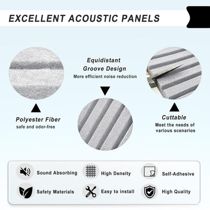 10 Pack Large Acoustic Panels, 48 x 24 Inch High Density Soundproof Panel for Walls, Self-Adhesive Sound Proof Panels for Recording Studio, Home, Office, Theater(Grey)