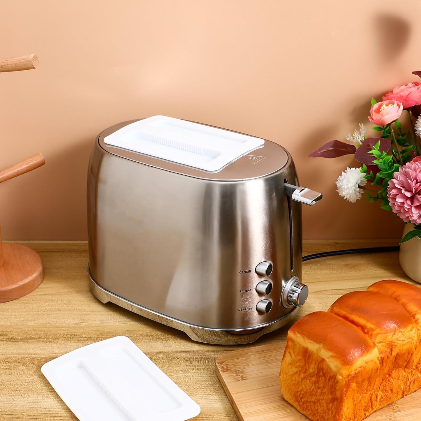 Zerodeko 2 Slice Toaster Cover, 2PCS Silicone Toaster Lid, Bread Machine Accessories (White)