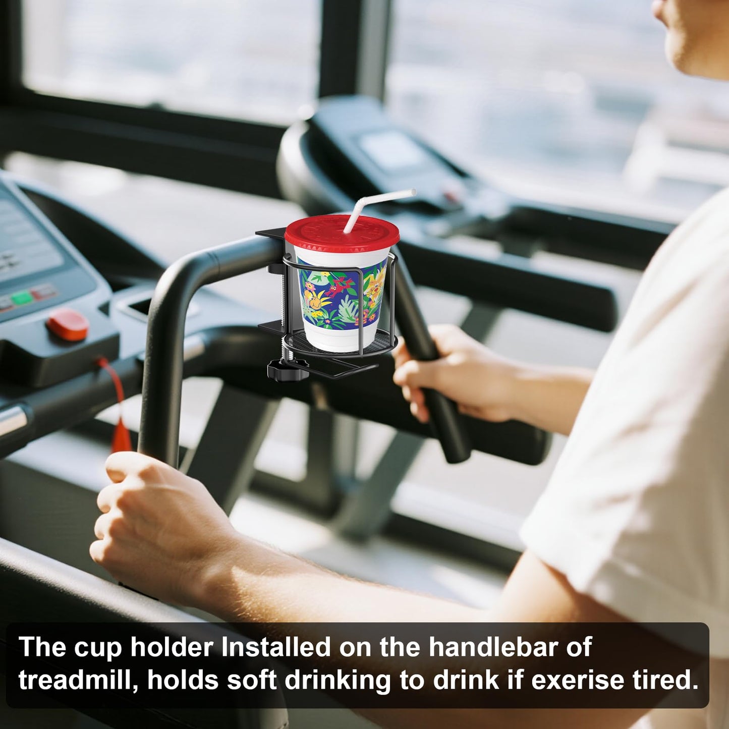 2-in-1 Desk Cup Holder with Headphone Hanger,Anti-Spill Table Water Bottle Holder,Clamp On Table Metal Drinking Holder,Compatible with Universal Cups/Bottles/Mugs/Cans/Tumblers/Thermoses/Glass,1Pack