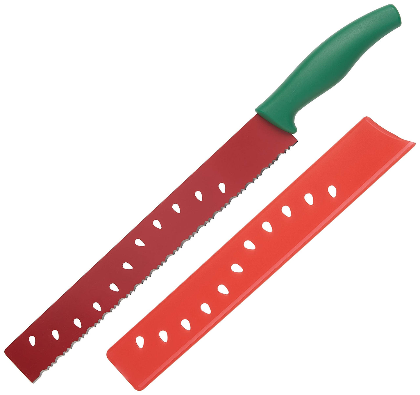 Kuhn Rikon Watermelon Knife, Serrated Fruit Slicer for Watermelon and Large Fruit, Long Blade for Clean Slicing, Easy Cutting Tool
