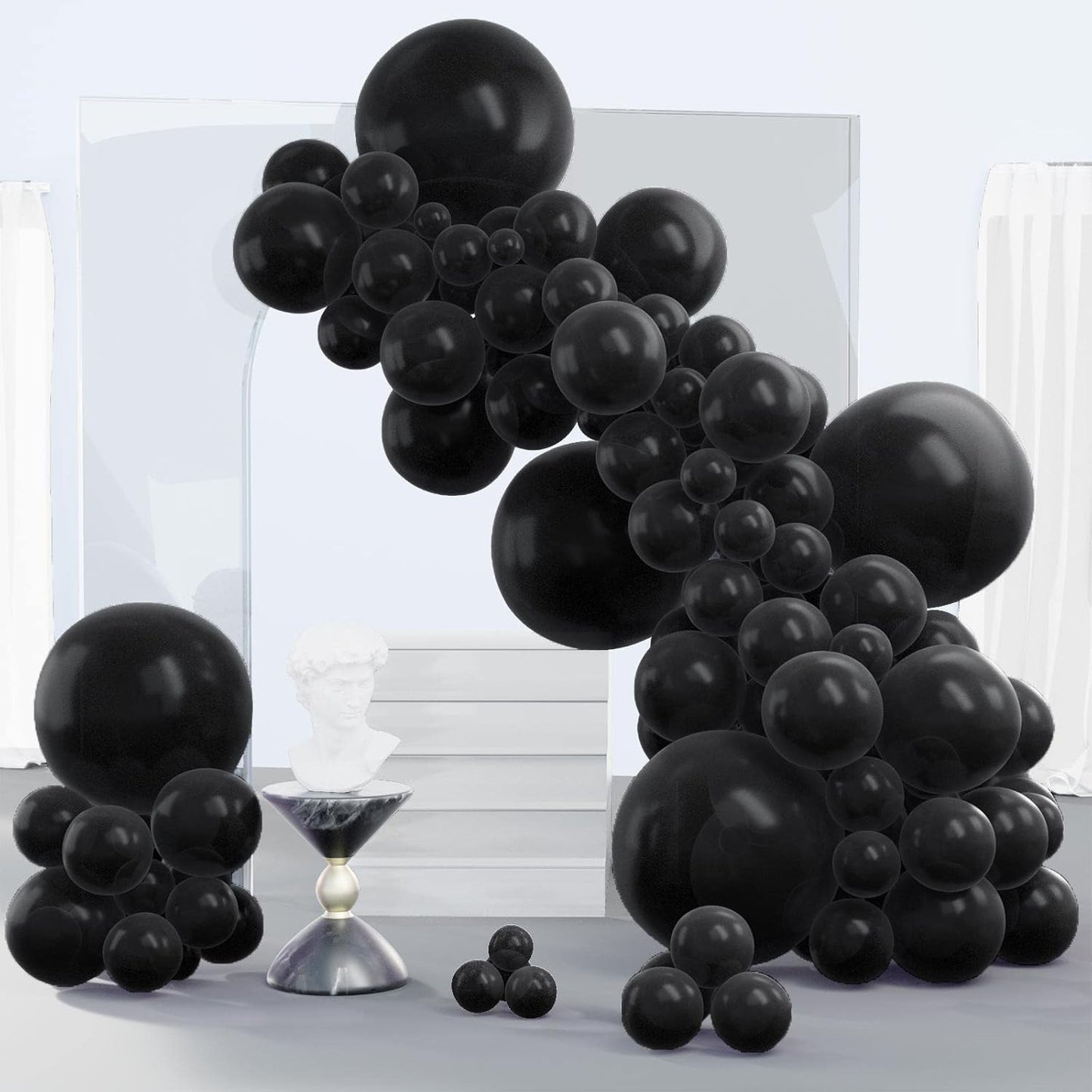 PartyWoo Black Balloons - 140-Piece Arch Kit with Various Sizes for Baby Showers & Parties | Black