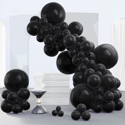 PartyWoo Black Balloons - 140-Piece Arch Kit with Various Sizes for Baby Showers & Parties | Black