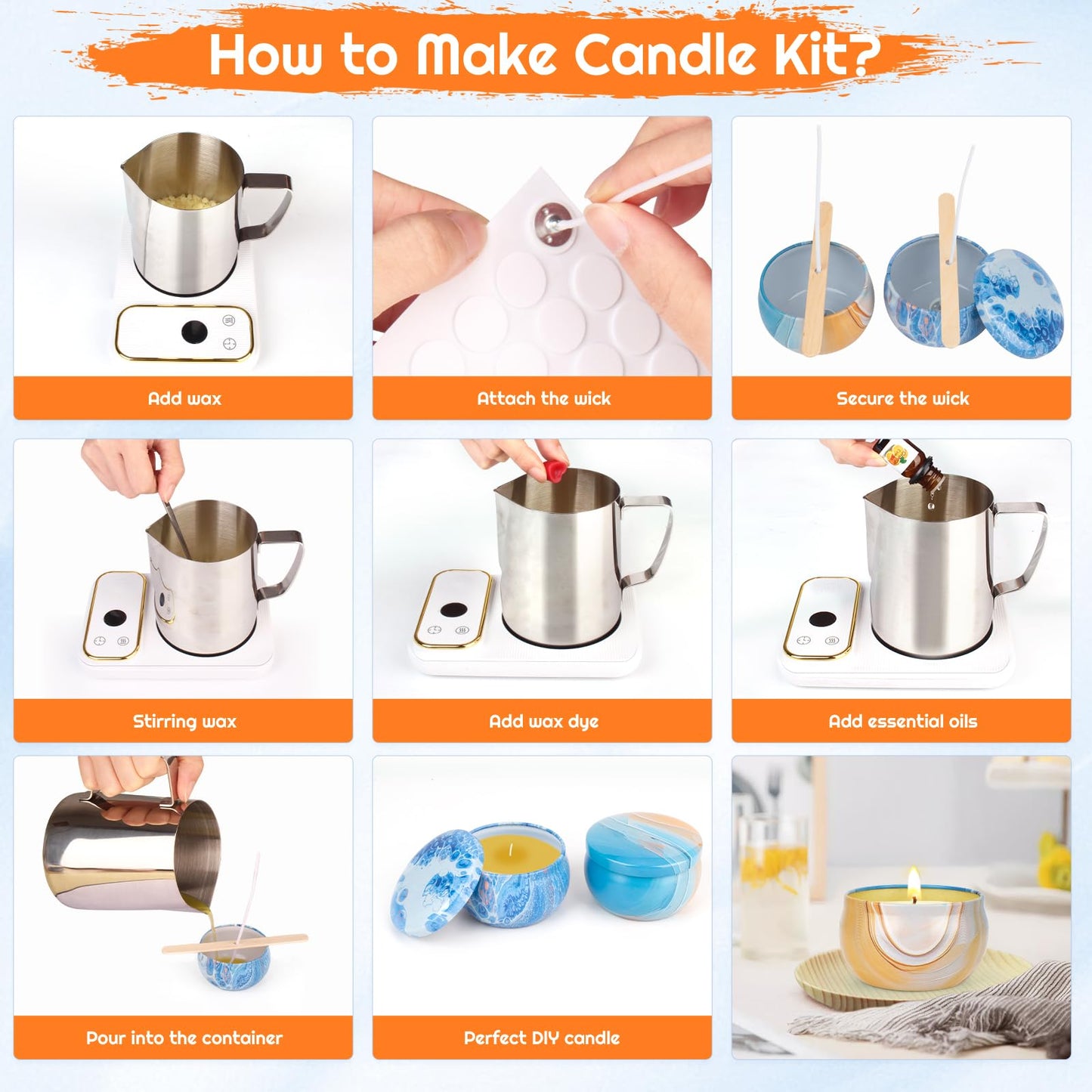 OFUN Candle Making Kit for Adults, DIY Candle Making Supplies for Beginner, Christmas DIY Gifts, Candle Making Kits for Adults - Includes Beeswax, Essential Oils, Dyes, and More, Crafts for Adult
