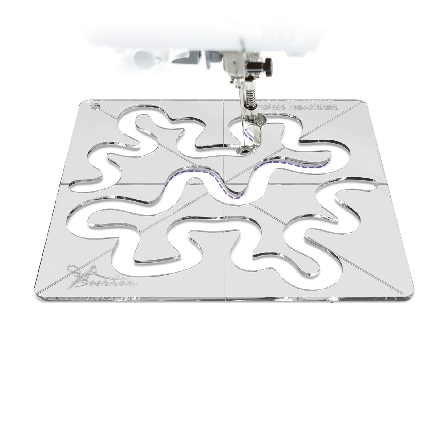 Meander Quilting Ruler Template for Sewing Machine, 4mm Transparent Acrylic 8x8 inch, Edge-to-Edge Free Motion Quilting, Stippling & Patchwork, Beginner-Friendly