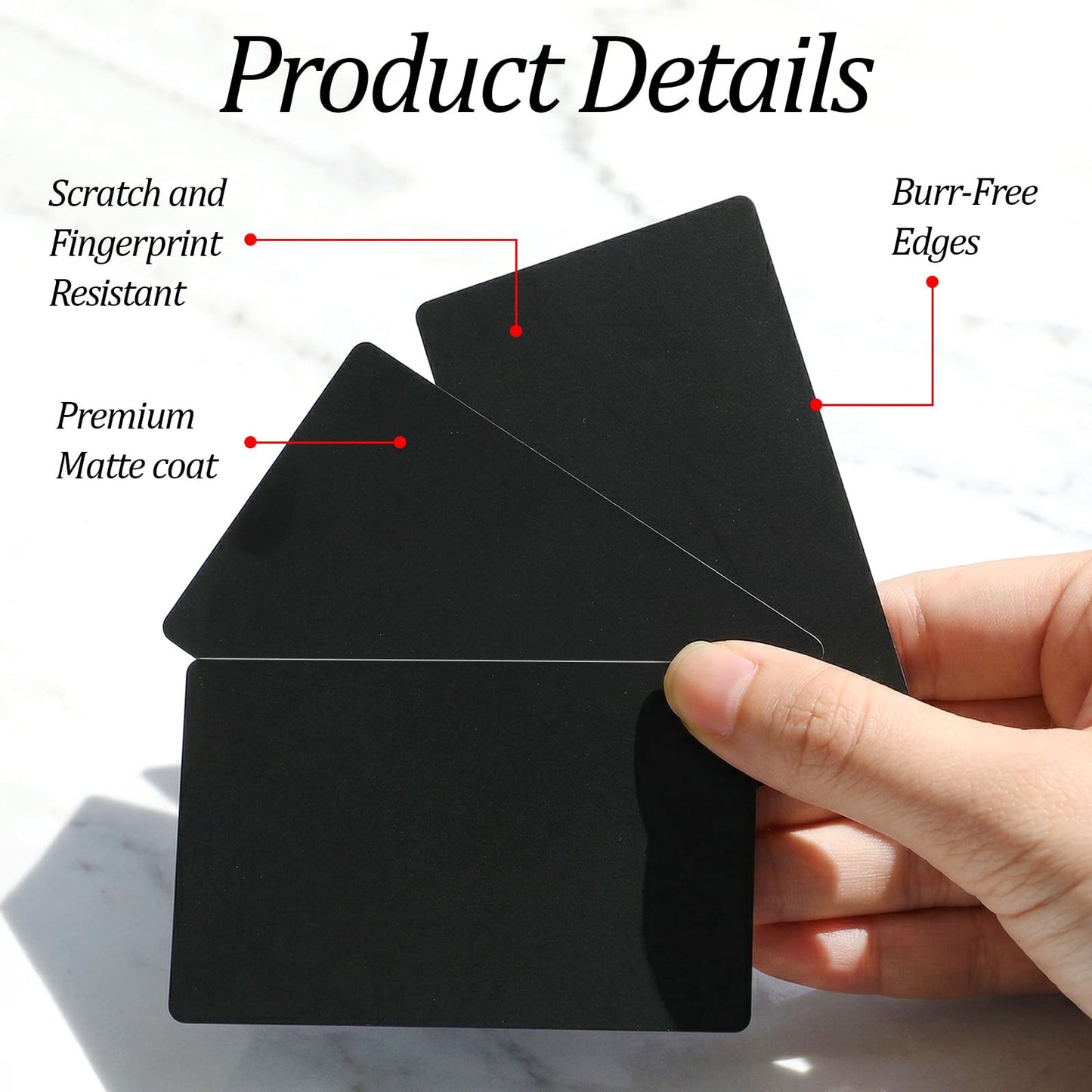 300 Pack Black Aluminum Metal Business Cards Blanks | 3.38” x 2.12” x 0.008” Laser Engraving Blanks | Premium Anodized Aluminum Name Cards for Laser Engraving, CNC, DIY Gifts, VIP & Membership Card