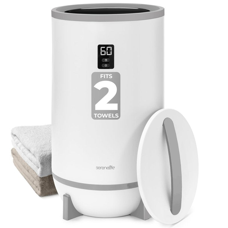 SereneLife Towel Warmer & Blanket Warmer, Single Touch Hot Towel Warmer with LED Ring, Timer, Auto Shut Off, 21.5" Bathroom Towel Warmer with 20L Capacity Fits 2 Towels, Includes 2 Fragrance Discs