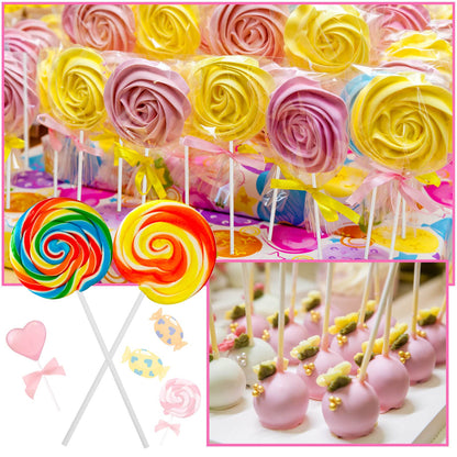 600Pcs Lollipop Stick, 6IN Cake Pop Sticks with Clear Treat Bags & Gold Twist Ties, Cake Pops Making Tools for Lollipops, Candies, Chocolates Cookies