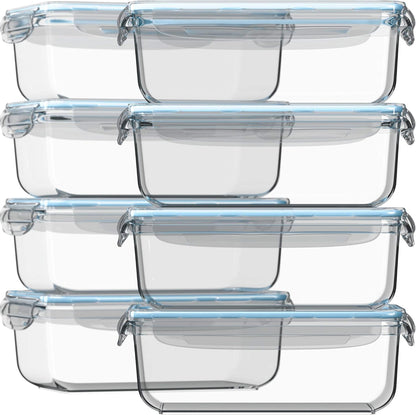 Razab 30 Oz Glass Meal Prep Containers - 16 Pc Set | Airtight, Leak-Proof & BPA-Free