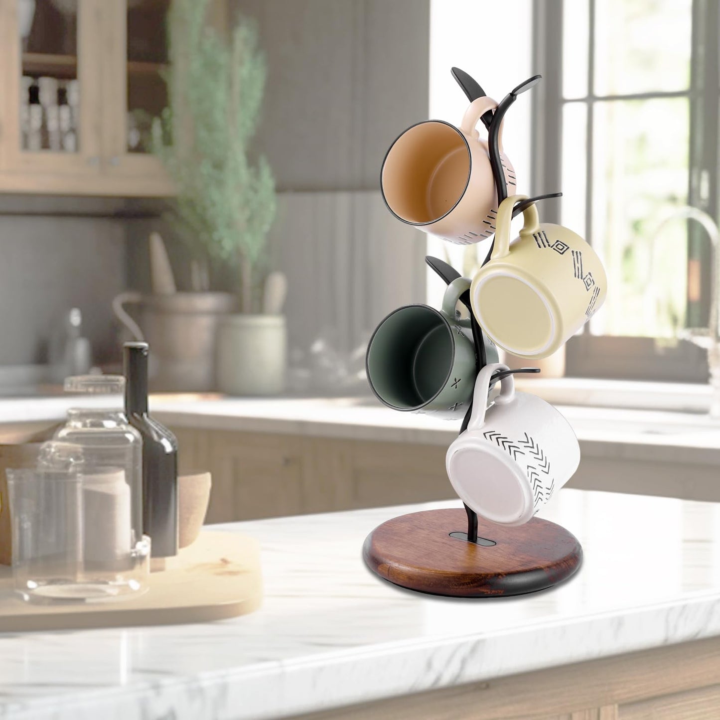 Bellglee Coffee Mug Tree, Mug Holder for Countertop, Cups Storage Rack, Mugs Stand for Coffee Bar Decor & Home Kitchen Organizer