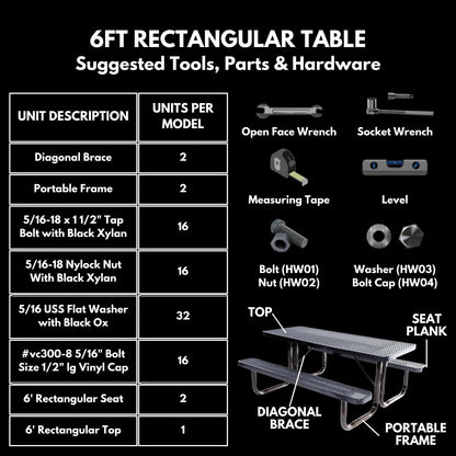 COATEDOUTDOORFURNITURE Heavy-Duty Portable Outdoor Picnic Table, Thermoplastic Coated Expanded Metal Commercial-Grade Patio Dining Furniture Made in America (6ft Rectangular, Purple)
