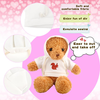 20 Pcs Stuffed Animal Toy White Clothing Sublimation Blank Bear Clothes Include 10 Teddy Bear Blank Hoodie 10 Teddy Bear White Shirt for 15 Inch Stuffed Bears Dolls DIY (Color Style 1)