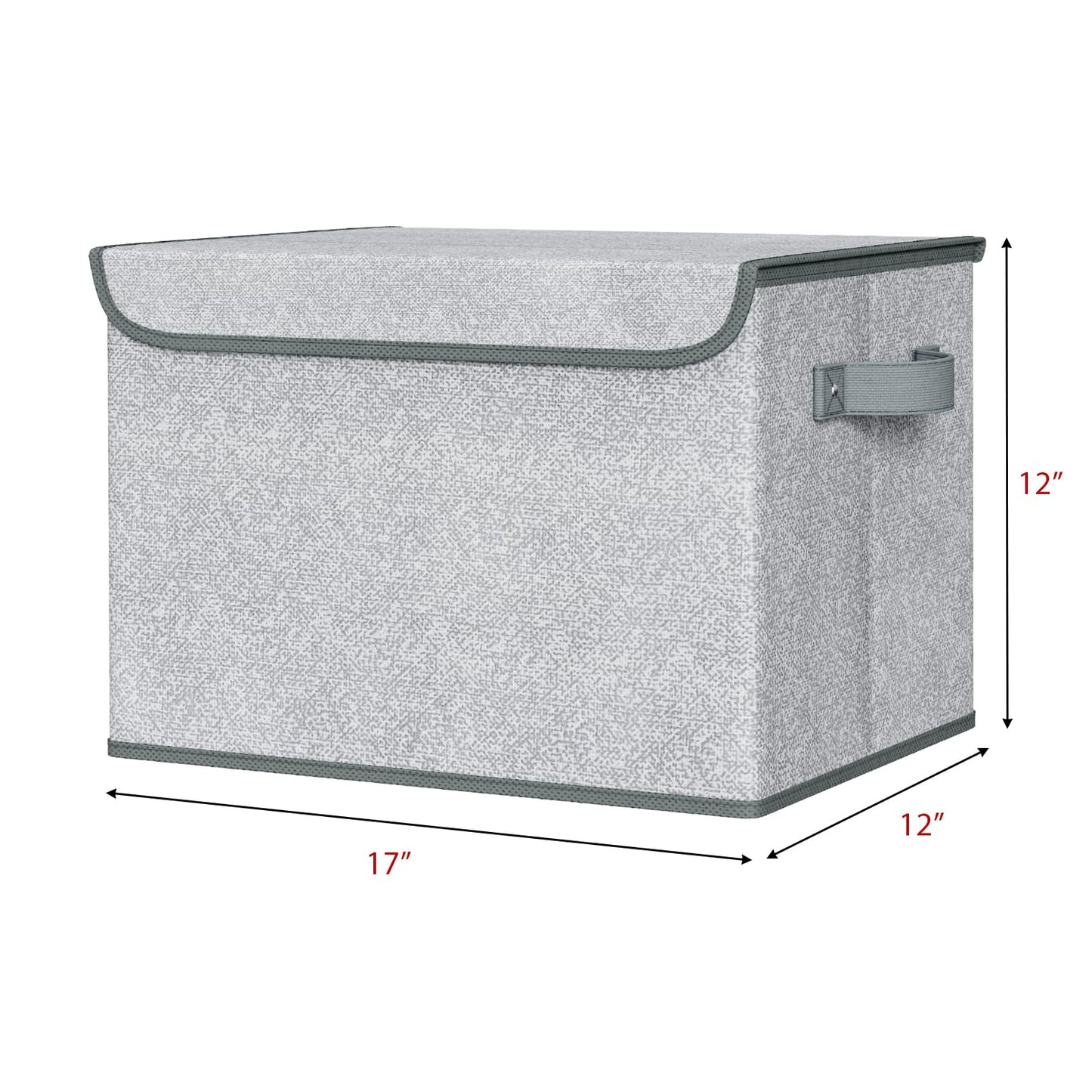 Univivi Storage Bins with Lids [4-Pack] Large Collapsible Stackable Fabric Storage Boxes with Lids, Decorative Closet Organizers and Storage for Clothes, Office, Bedroom (Gray, 17“ x 12” x 12")