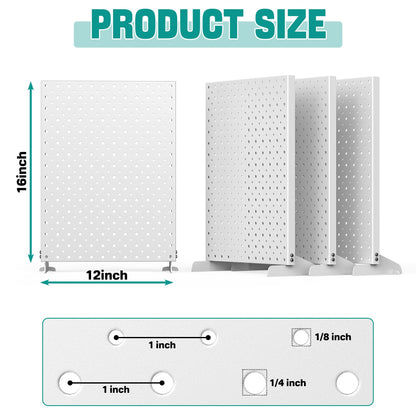 EVERHANGER Metal Pegboard Display Stand, Freestanding Tabletop Pegboard Display for Craft Shows & Fairs, 12"X16", 4pcs Gray