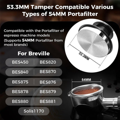 IKAPE 53.3MM Espresso Tamper Kit Black 6 IN 1, Espresso Tool Kit with Coffee Tamper, Distributor, Magnetic Dosing Funnel, Silicone Mat, Puck Screen, Cleaning Towel
