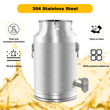 Togarhow 304 Stainless Steel Milk Can，35L Milk Bucket Wine Pail Bucket 9.25 Gallon Milk Can Tote Jug with Sealed Lid Heavy Duty for Milk and Wine Liquid Storage
