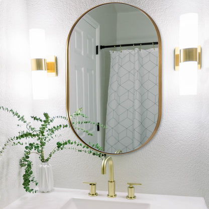 ANDY STAR 26x38 Inch Gold Oval Mirror, Oval Brass Mirror Pill Shaped Stainless Steel 1’’ Deep Metal Frame Wall Mounted Vertically & Horizontally Ideal for Limited Space