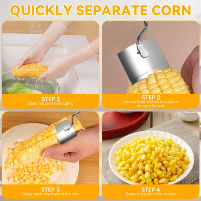 Corn Peeler,Stainless Steel Long Handle Corn Peeler,Easy Clean Corn on the Cob Remover for Home Kitchen and Outdoor Dining (2PCS)